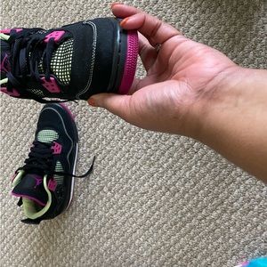 Jordan 4s RETRO Black,White, Fuchsia, lime green